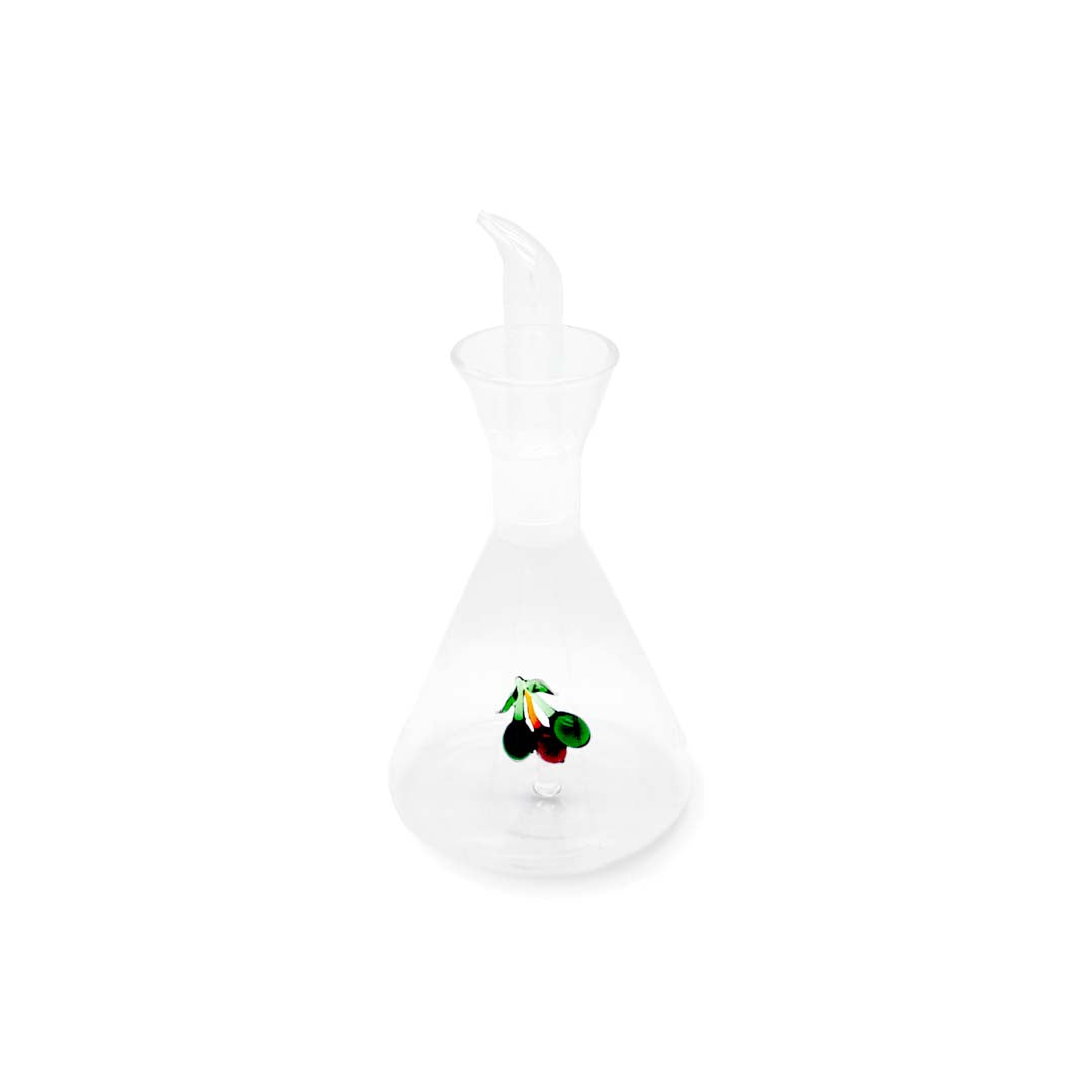 Bouteille d'huile en verre borosilicaté WD LifeStyle 500 ml, décor olive