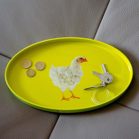 WD LifeStyle Plateau Vide-Poche Ovale Poule 28x17 cm – Plateau Décoratif d'Aménagement