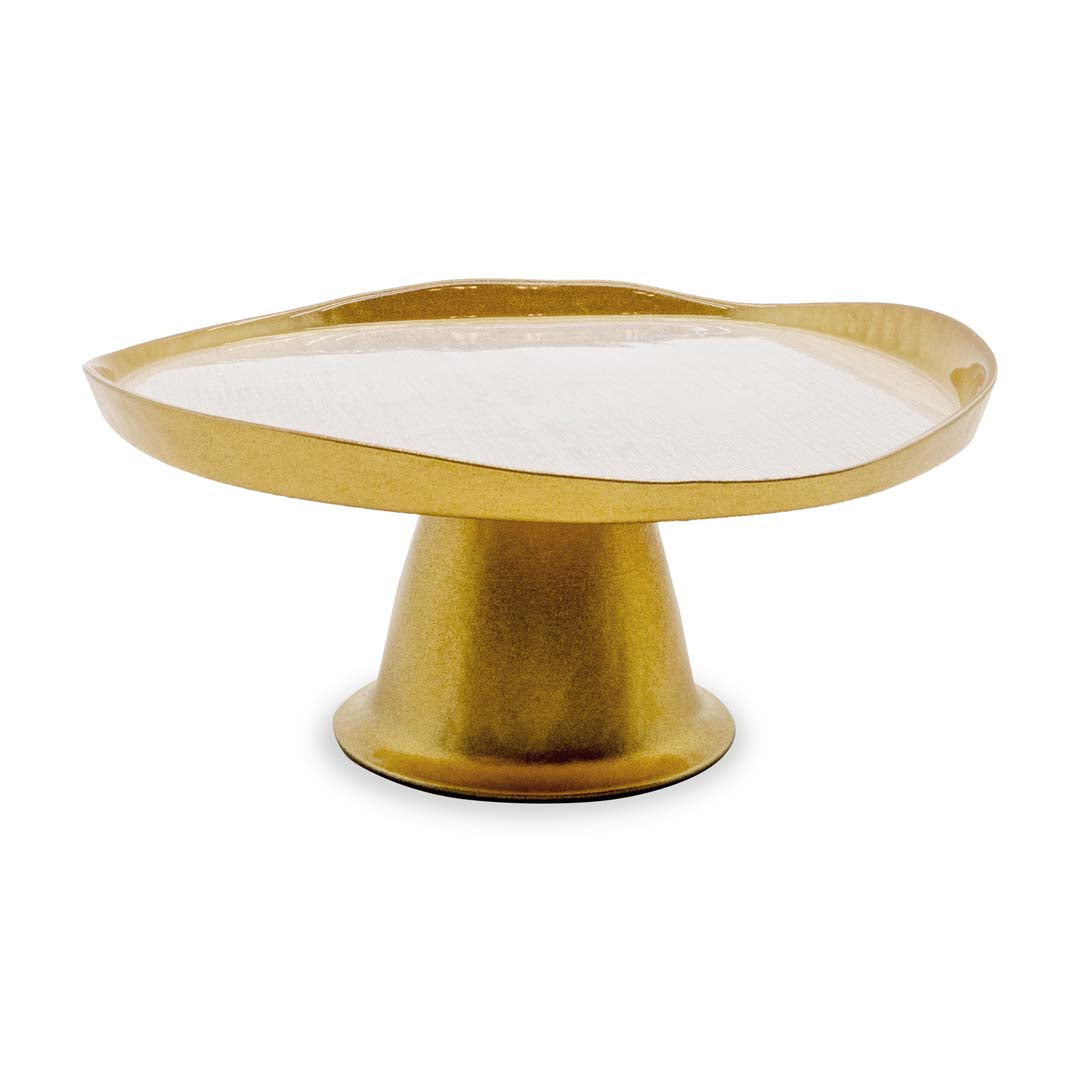 WD LifeStyle Présentoir en Verre Or et Perle Ø28 cm – Présentoir Décoratif de Table