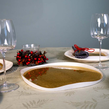Assiette Panettone WD Lifestyle en Verre Or et Perle Ø32 cm – Assiette de Service Savoureuse Noël