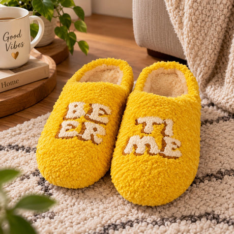 WD Lifestyle Chaussons Beer Time Taille M/L – Chaussons Amusants de Maison
