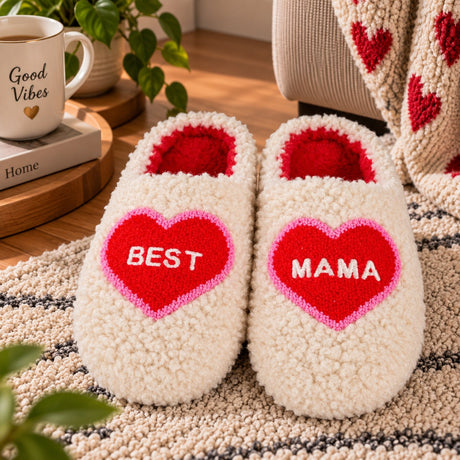 WD LifeStyle Pantoufles Best Mom Taille M/L – Pantoufles Amusantes de Maison