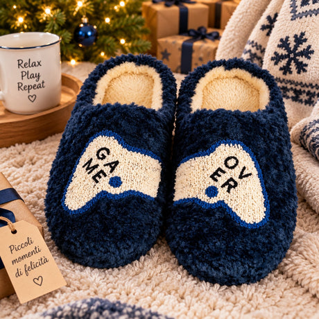 Pantoufles WD LifeStyle Décor Game Over Taille L/XL – Idée Cadeau de Noël