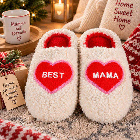 WD LifeStyle Pantoufles Best Mom Taille L/XL – Idée Cadeau Noël pour Maman