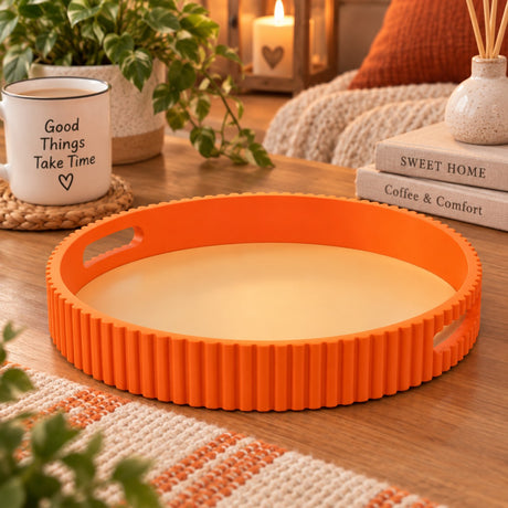 WD LifeStyle Plateau Orange en MDF D 30 cm – Plateau Décoratif pour la Maison et la Table