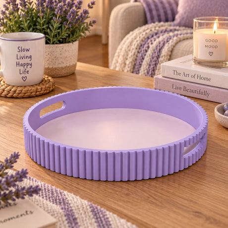 Plateau WD LifeStyle Violet en MDF Ø30 cm – Plateau Décoratif pour la Maison et la Table