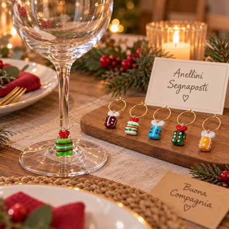WD LifeStyle Set 6 Bagues Porte-Noms en Verre avec Décor Noël – Décoration Table Noël