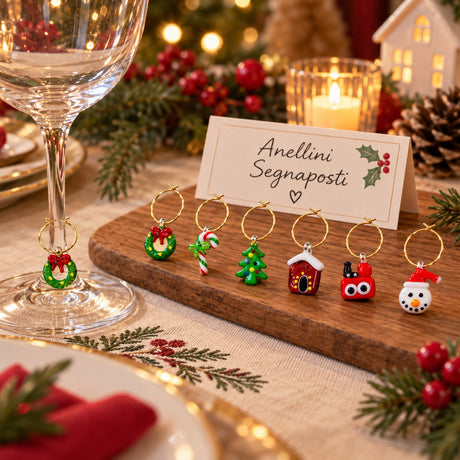 WD LifeStyle Lot de 6 Anneaux Marque-Places en Verre Coloré – Décoration de Table de Noël