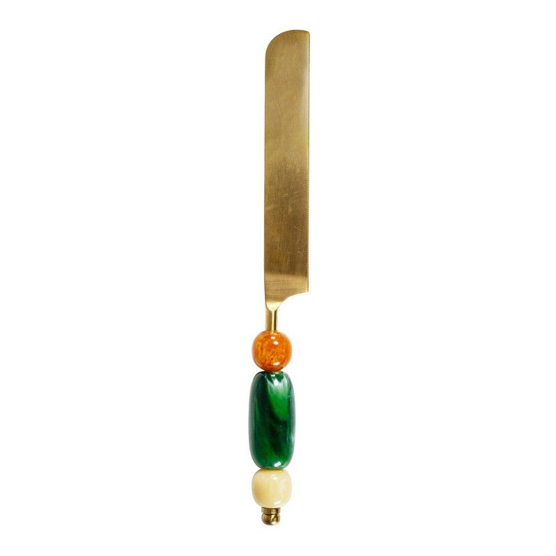 WD LifeStyle Couteau à Gâteau Vert en Acier et Résine – Couvert à Dessert pour Gâteaux