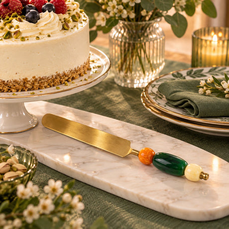 WD LifeStyle Couteau à Gâteau Vert en Acier et Résine – Couvert à Dessert pour Gâteaux
