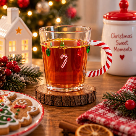 WD LifeStyle Verre de Noël en Verre 425 ml avec Décor Petites Lumières – Verre Festif Idée Cadeau
