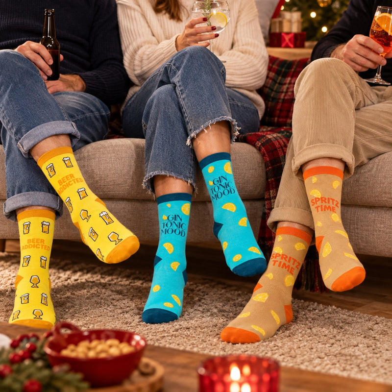 WD LifeStyle Calzini Tema Drinks Taglia Unica – Idea Regalo Natale Originale