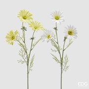 EDG Enzo De Gasperi Branche de Marguerite avec 3 Fleurs et Feuilles H 65 cm Blanc ou Jaune 1 pc