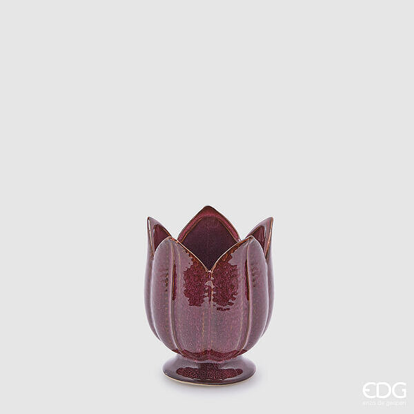 Vase Tulipe H 13 Cm D 11 Cm Violet