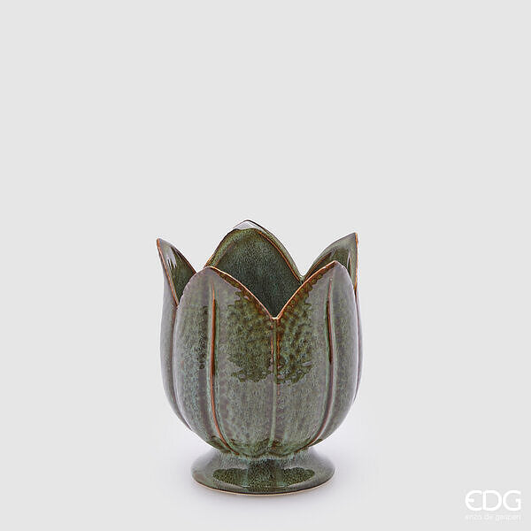 EDG Enzo De Gasperi Vase Tulipe H 16 Cm D 14 Cm Vert