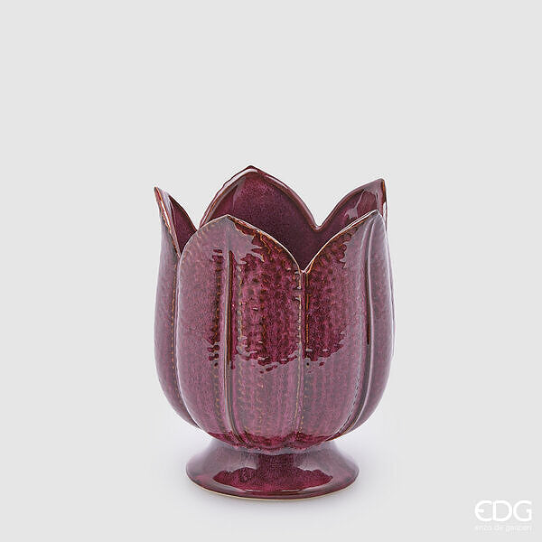 Vase Tulipe H 19 Cm D 16 Cm Violet