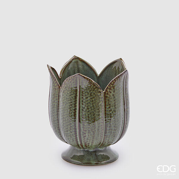 EDG Enzo De Gasperi Vase Tulipe H 19 Cm D 16 Cm Vert