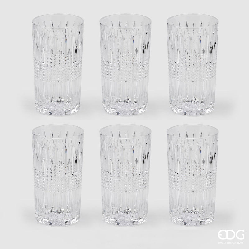 EDG Enzo De Gasperi Verre rayé H 14 cm P 8 cm 6 pièces
