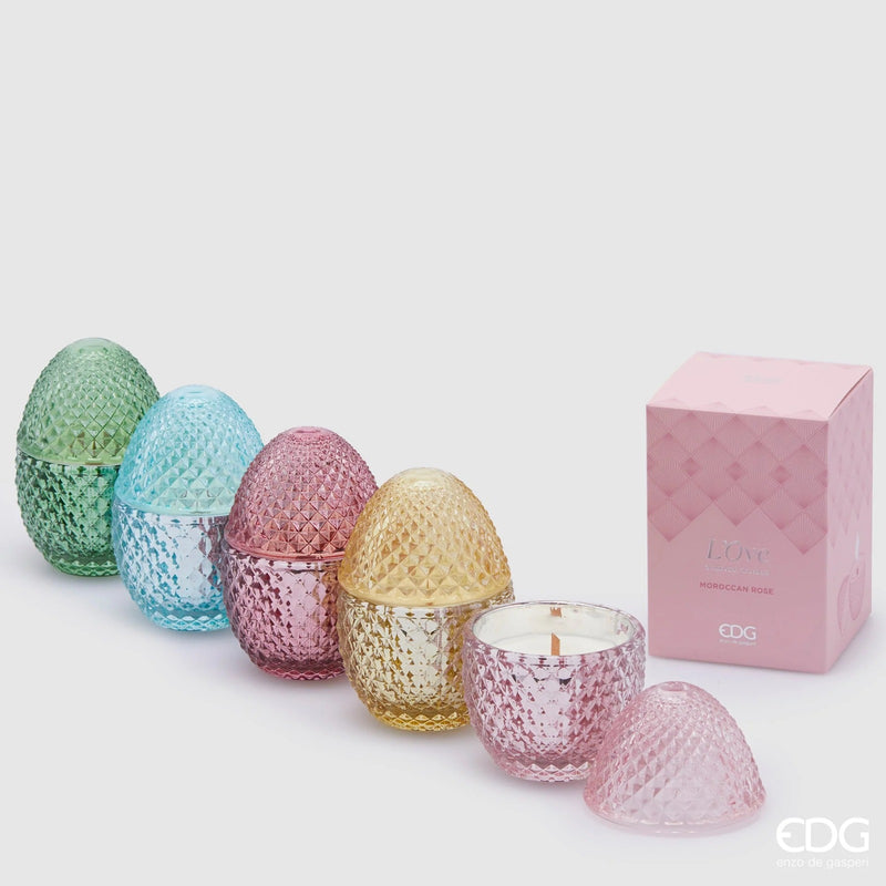 Bougie parfumée en forme d'œuf EDG Enzo De Gasperi L'Ove H 12 cm P 8 cm Pivoine et cassis
