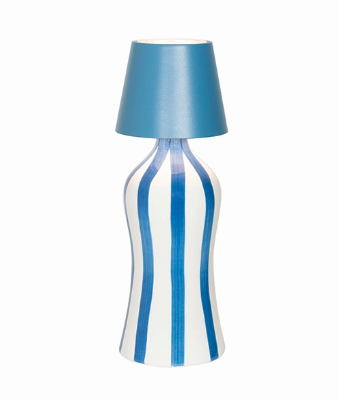 Bouteille Lido à rayures Zafferano, diamètre 110 mm, hauteur 264 mm, bleu