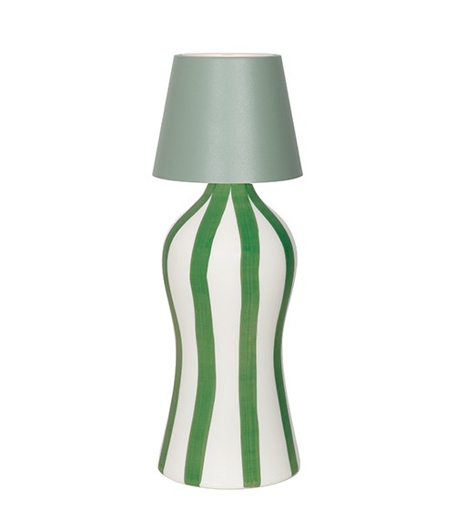 Bouteille Lido à rayures safran D 110 mm H 264 mm Sauge